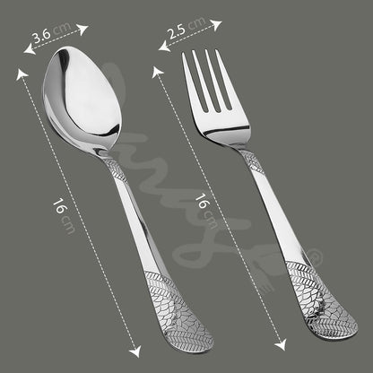12pc Stainless Steel Cutlery | 16cm Silver Spoons & Forks | Dining