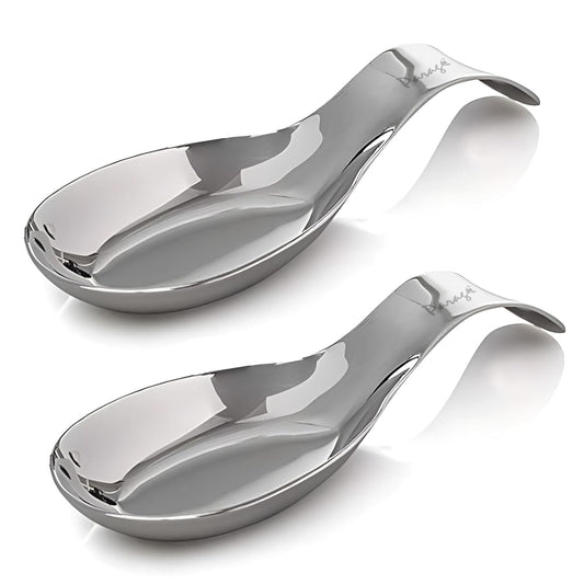 2 Pieces Stainless Steel Spoon Rest for Kitchen & Dining Table, Holder for Cooking and Serving Spoons (21.5 cm, Silver)