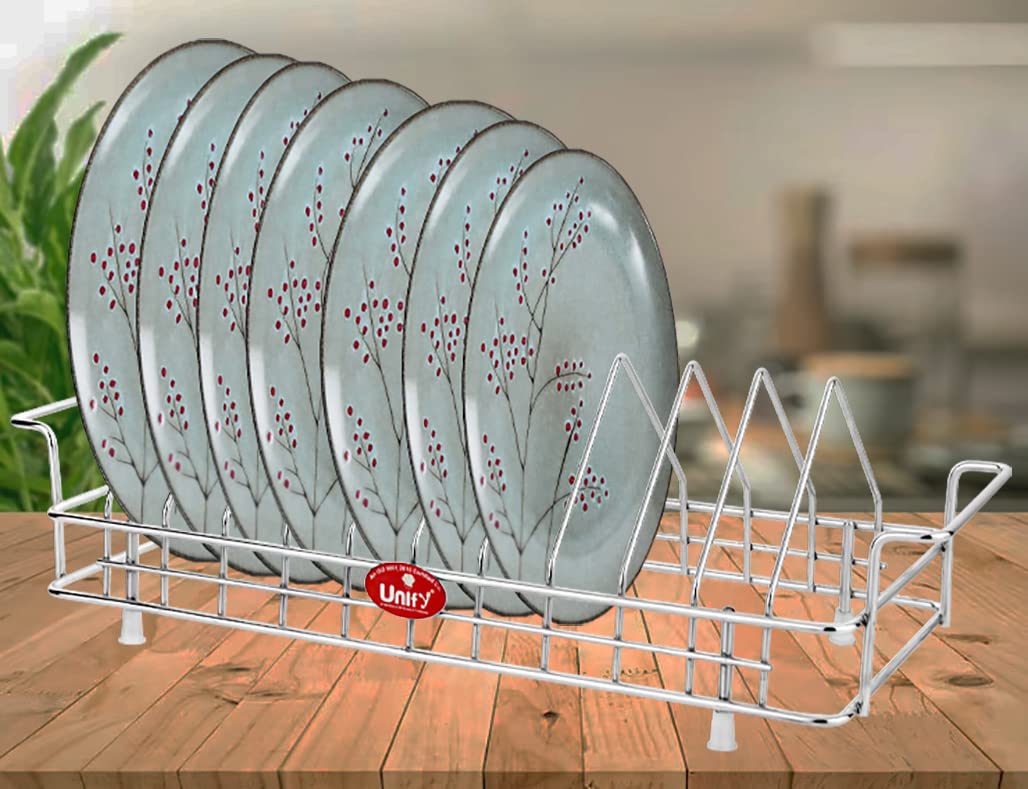 Stainless Steel Plate Rack – 10-Section Kitchen Utensil & Plate Stand, Silver