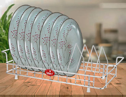Stainless Steel Plate Rack – 10-Section Kitchen Utensil & Plate Stand, Silver