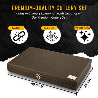 24pc Stainless Steel Golden Cutlery | Gift Box | PVD Gold