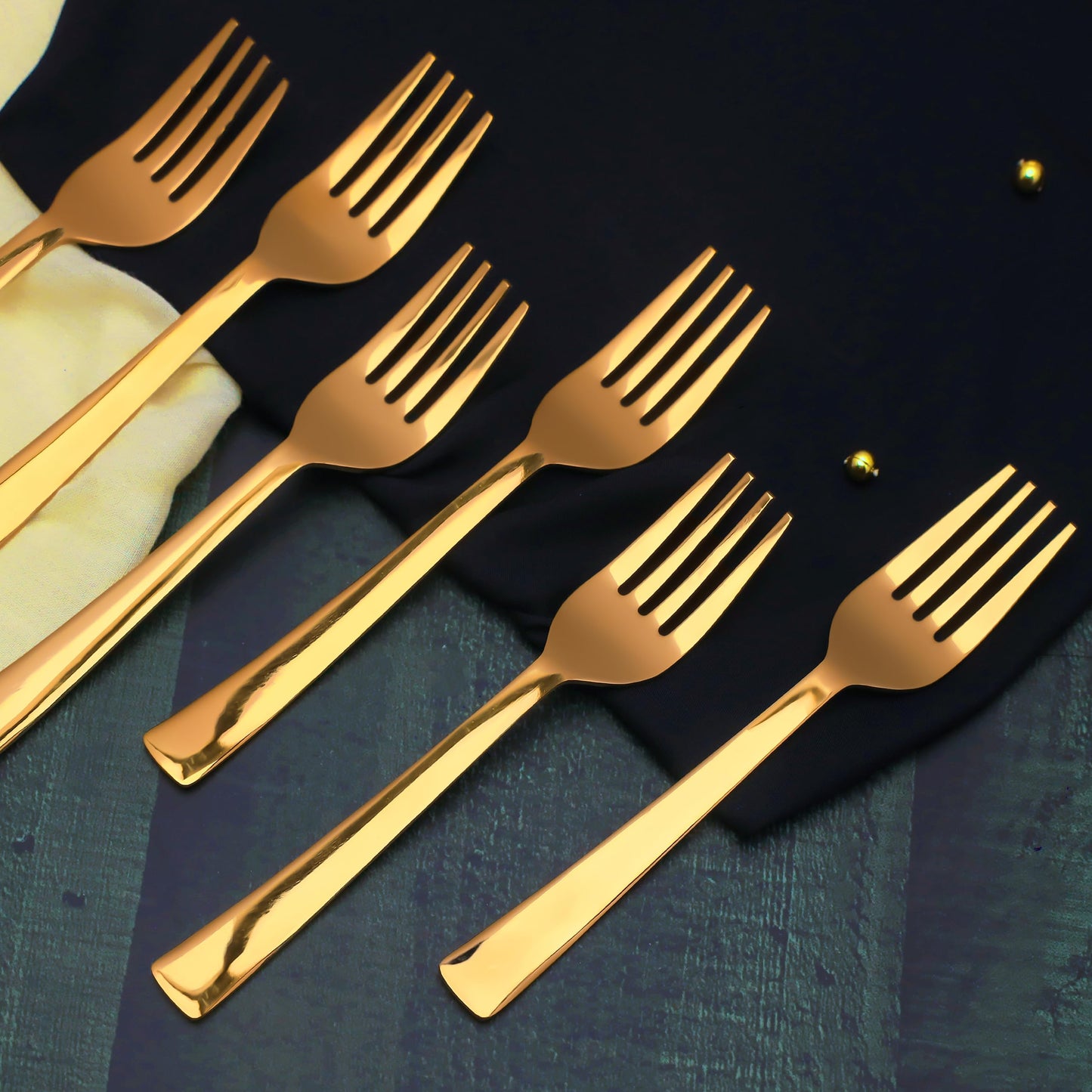 6pcs Gold Stainless Steel Dinner Fork Set, 16cm Premium Cutlery for Home, Kitchen & Gifting6IMPGOLDBF1 1