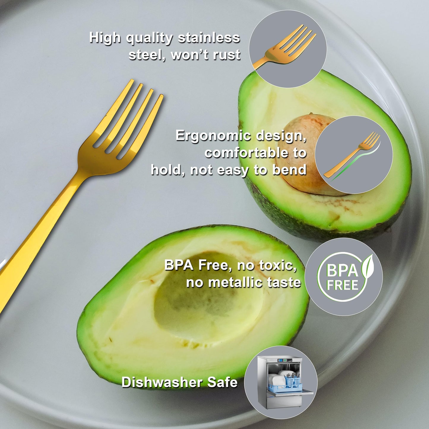 6pcs Gold Stainless Steel Dinner Fork Set, 16cm Premium Cutlery for Home, Kitchen & Gifting6IMPGOLDBF1 3