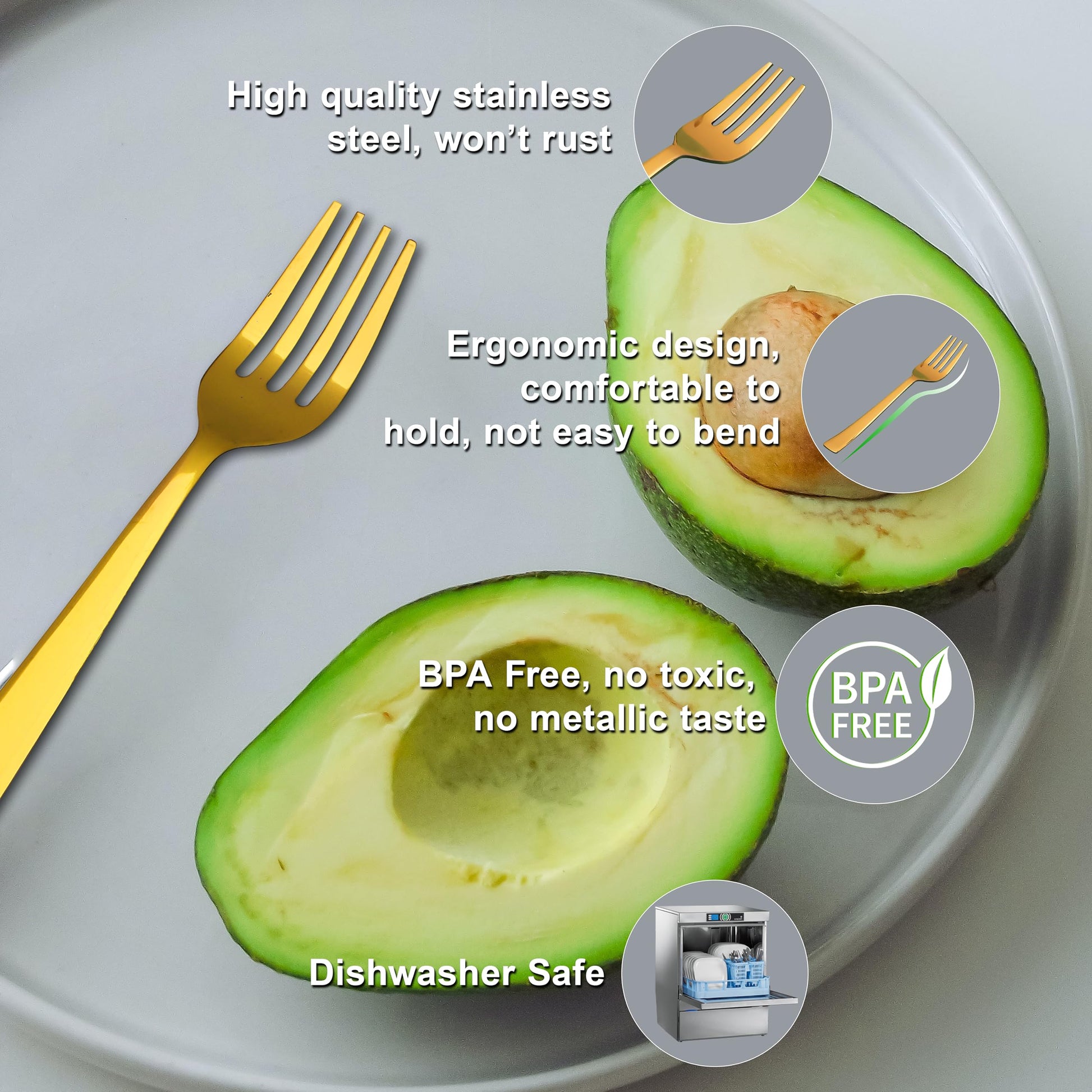 6pcs Gold Stainless Steel Dinner Fork Set, 16cm Premium Cutlery for Home, Kitchen & Gifting6IMPGOLDBF1 3