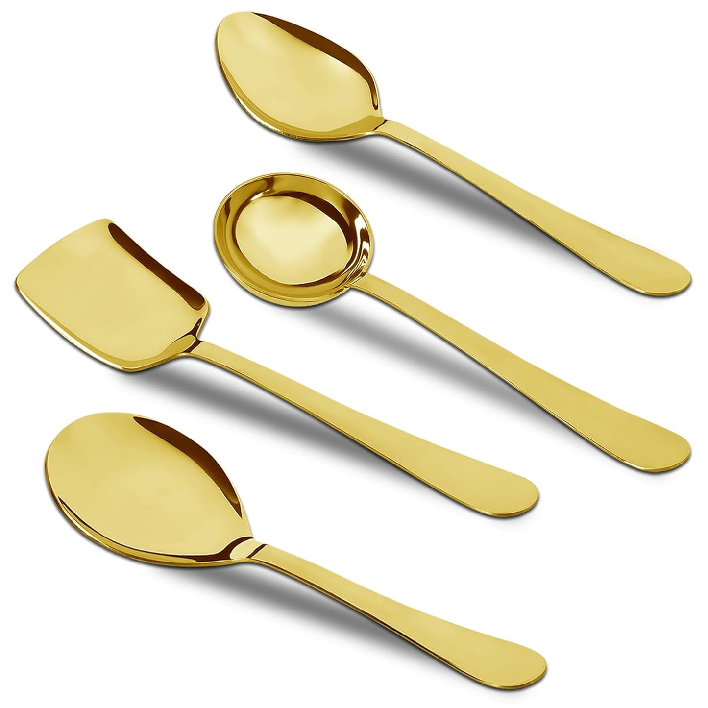 3 Pcs Stainless Steel Gold Serving Spoons Set – Heavy Gauge Kitchen Use