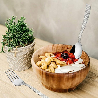 25-Piece Decora Stainless Steel Cutlery Set with Stand | Spoons & Forks for Dining Table, Silver