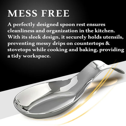2 Pieces Stainless Steel Spoon Rest for Kitchen & Dining Table, Holder for Cooking and Serving Spoons (21.5 cm, Silver)