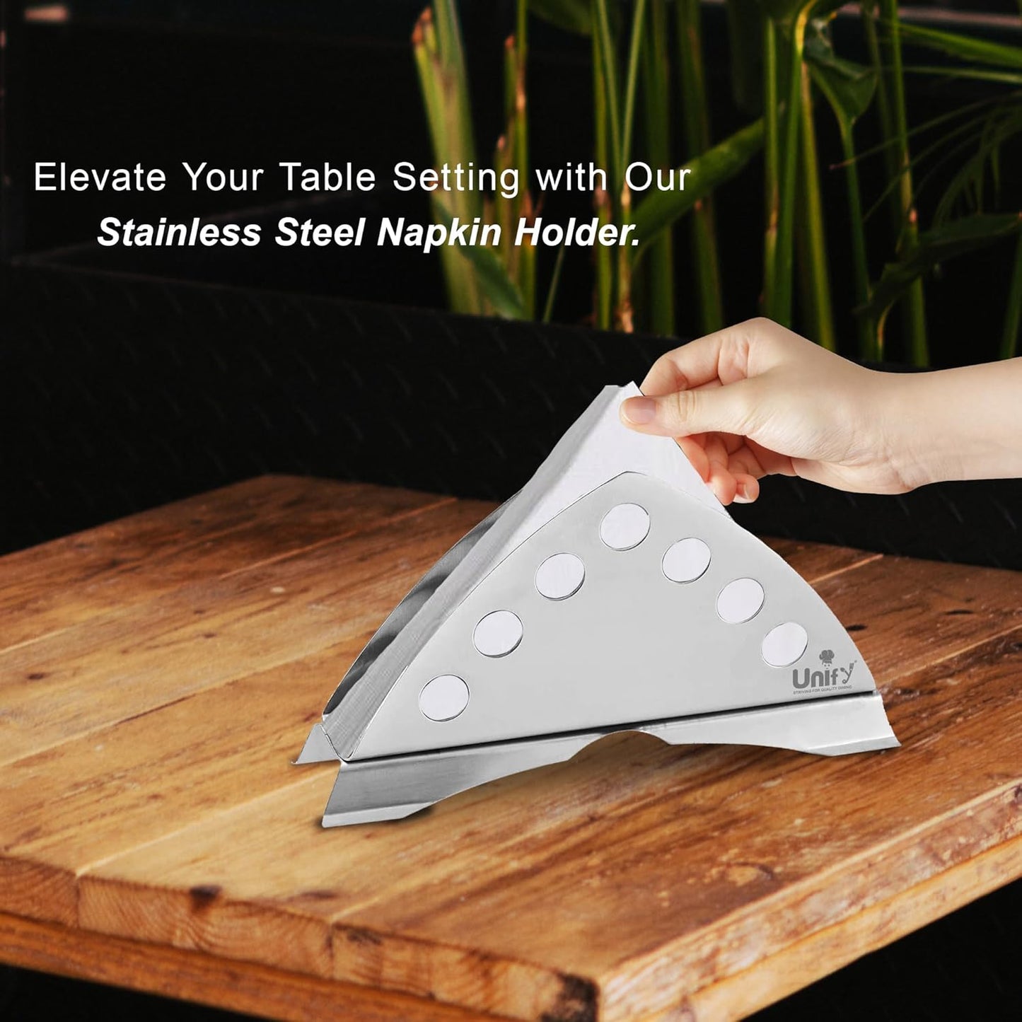 2 Pcs Stainless Steel Napkin Holders – Matt Finish, Slotted Round, Kitchen & Dining