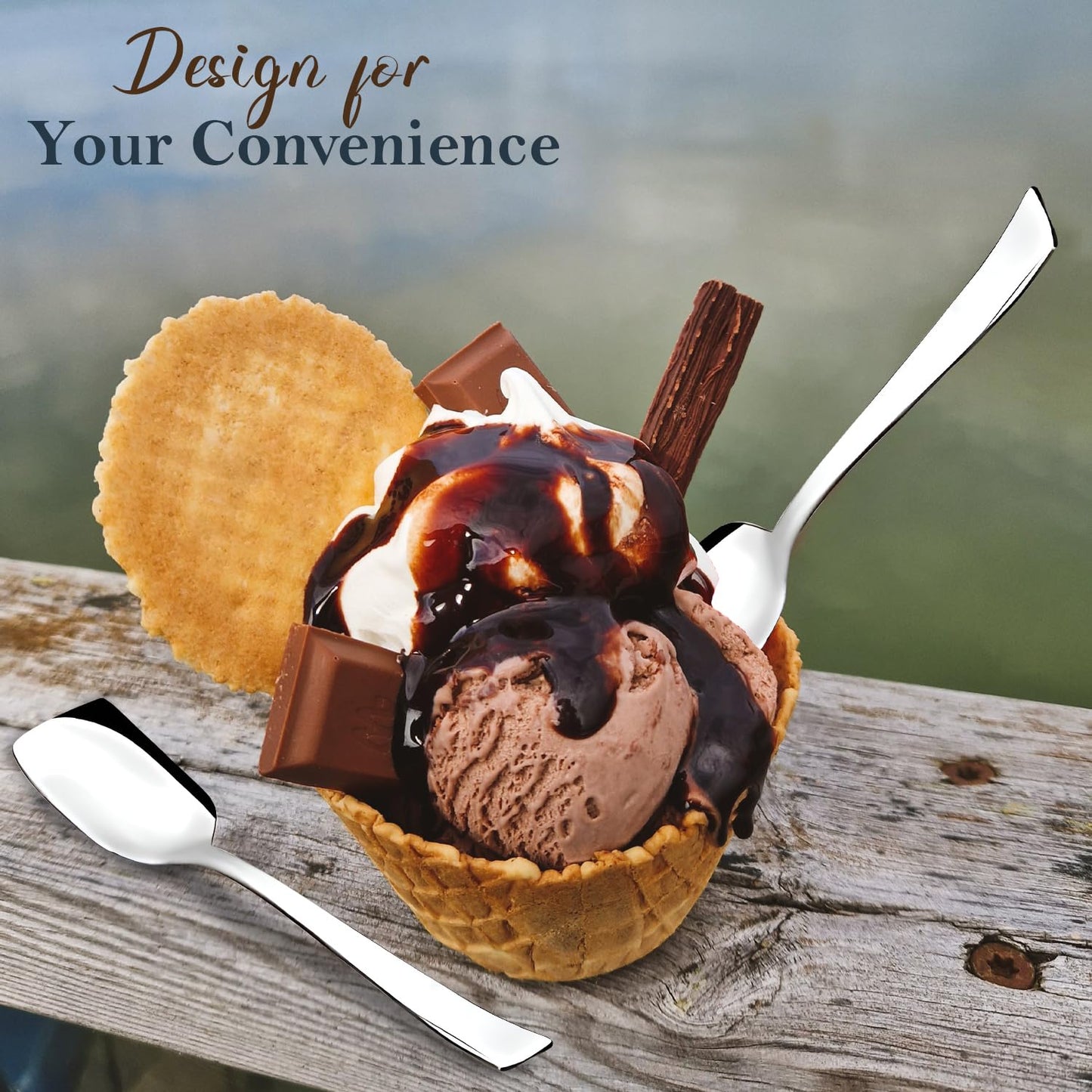 12 Pcs Stainless Steel Ice Cream Spoon Set – Silver, 13.5cm, Food Grade, Durable & Stylish Dessert Spoons for Home & Kitchen
