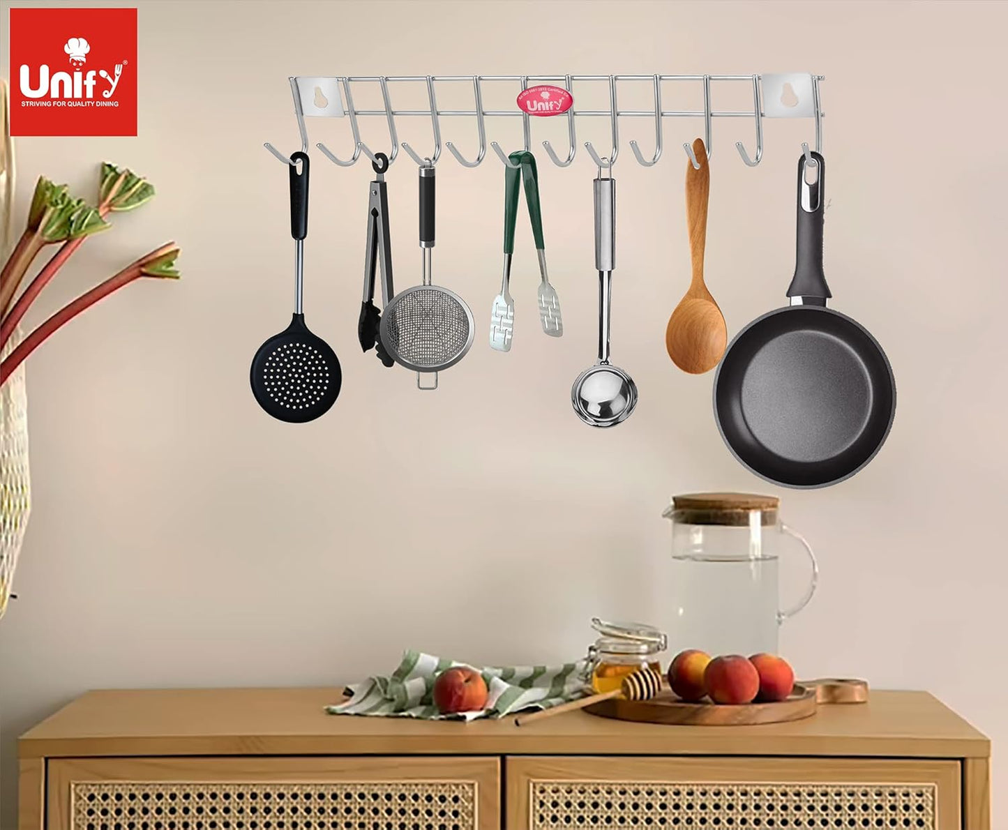 Stainless Steel Wall Cloth Hanger | 12 Hook Door Mounted Rack Silver