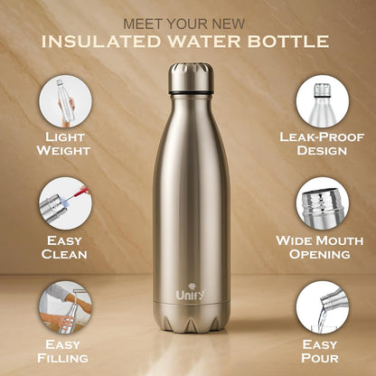 Thermosteel Hot & Cold Water Bottle 500ml | 304 SS Vacuum Insulated Flask | 24 Hrs Hot & Cold, Leak Proof