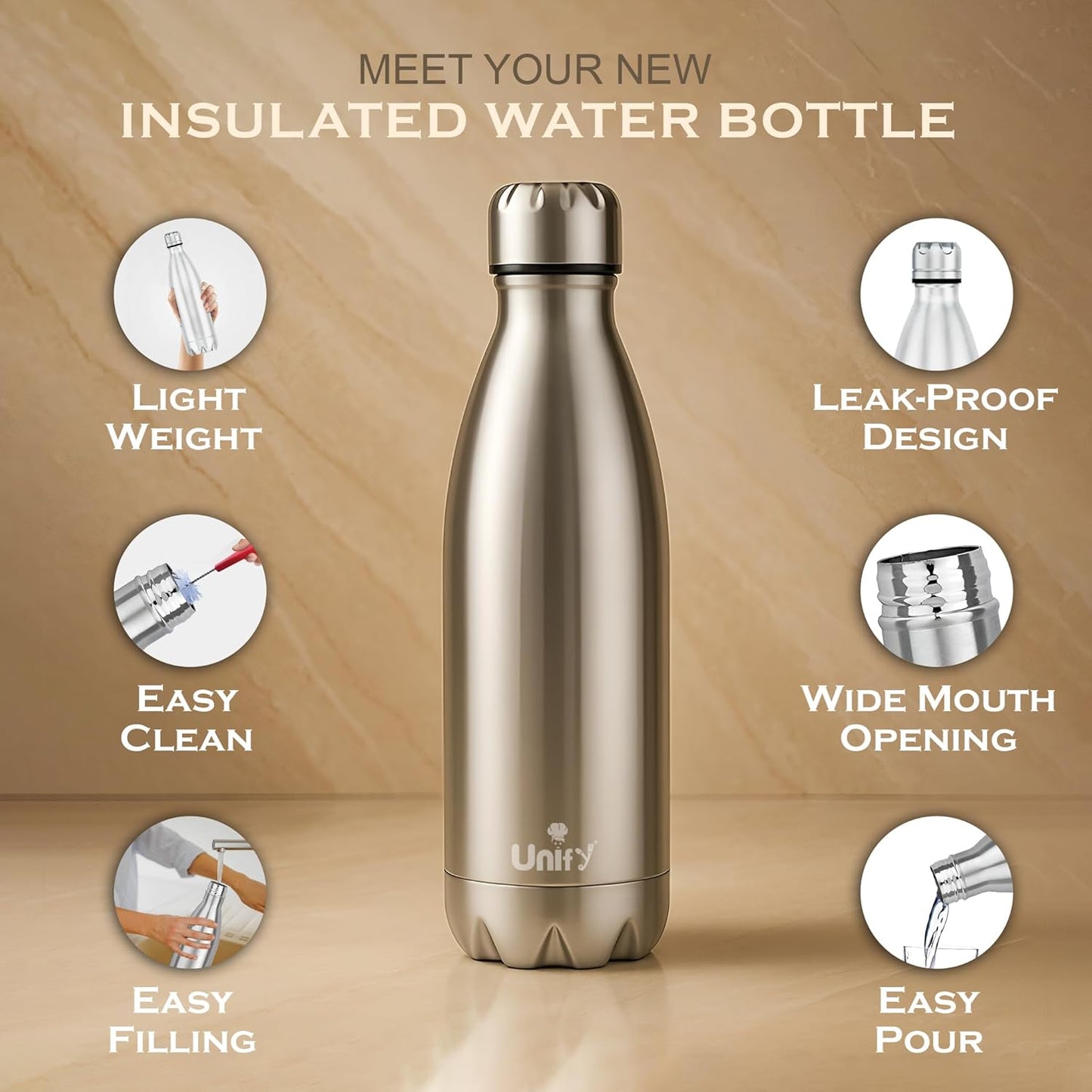 Thermosteel Hot & Cold Water Bottle 750ml | 304 SS Vacuum Flask | 24 Hrs Hot & Cold, Leak & Rust Proof