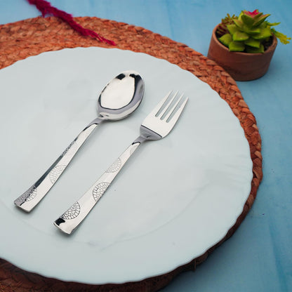 12pc Stainless Steel Cutlery | 16cm Moonpress Spoons & Forks | Silver