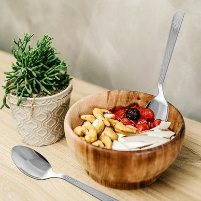 12 Pieces Stainless Steel Dinner Spoon | 15.5cm Long Cutlery, Silver