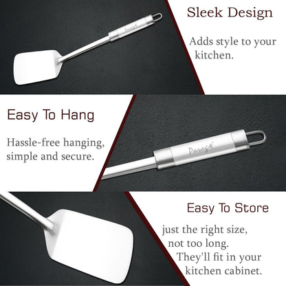 1 Piece Stainless Steel Turner/Spatula for Cooking and Serving, Dosa, Roti, Omelette & Paratha (36.8 cm, Silver)