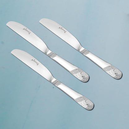 3 Pcs Stainless Steel Butter Knives – 4 mm Thick, Imperial Design, Premium Set