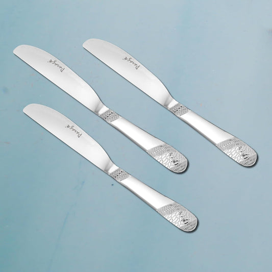 3 Pcs Stainless Steel Butter Knives – 4 mm Thick, Imperial Design, Premium Set