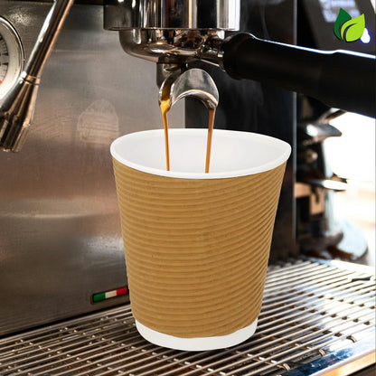 25 Ripple Paper Cups | 250ml Non-Slip | Coffee & Drinks