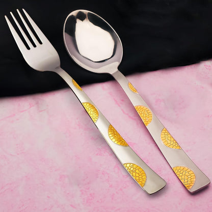 12pc Stainless Steel 24k Gold Cutlery | 16cm Spoons & Forks | Dining
