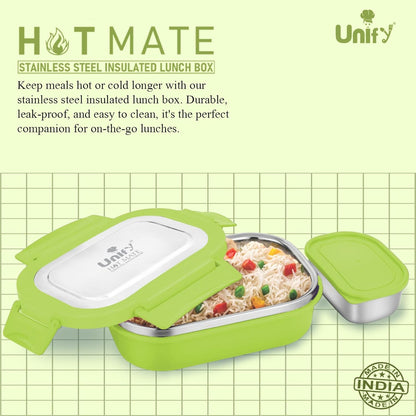 Stainless Steel Insulated Airtight Lunch Box with Unbreakable Lid, Leak-Proof Tiffin for Kids & Office (800 ml, Green)
