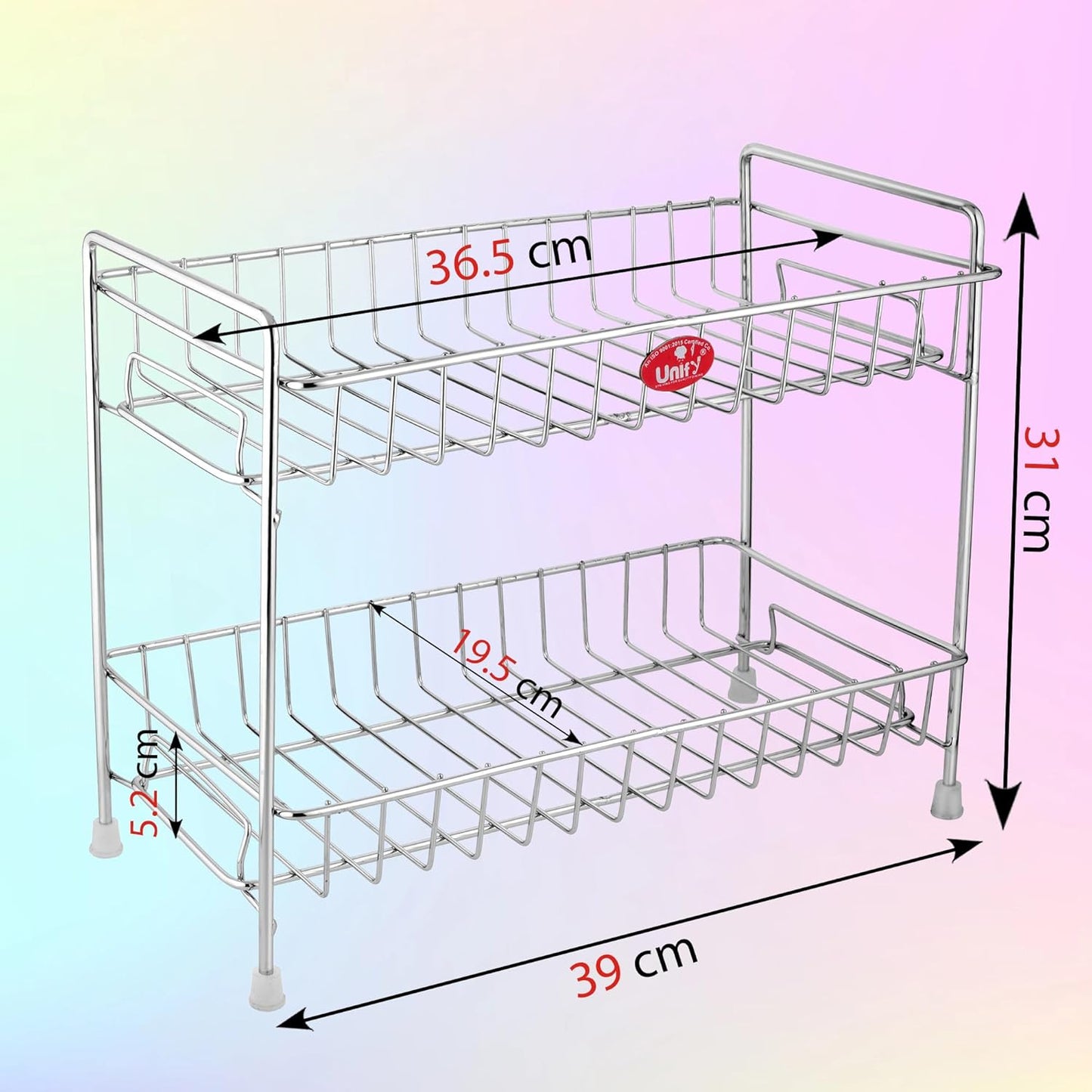 Stainless Steel 2 Tier Kitchen Spice Rack | Countertop Organizer with Shelf Liner for Cabinet & Pantry, Chrome