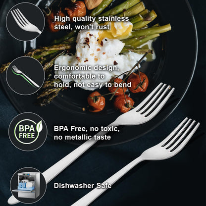 Stainless Steel Table Fork Set of 12 | 18.5 cm Dining Forks for Home & Kitchen | Sigma Design, Silver