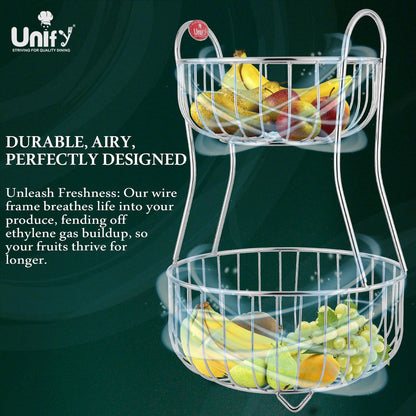 2-Tier Stainless Steel Fruit Basket – Round, 1 kg, Kitchen & Dining Table Stand