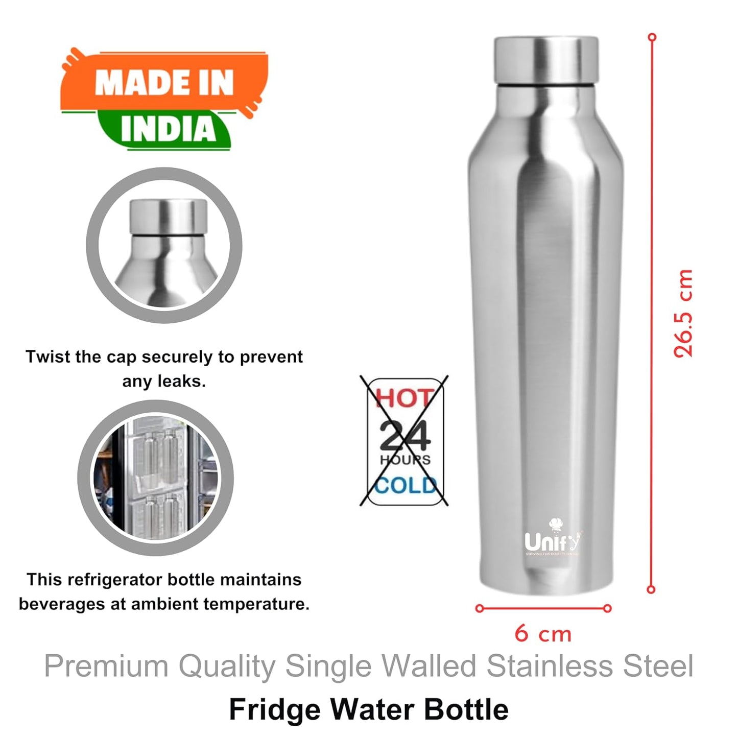 Stainless Steel Water Bottle | 1L Leak-Proof | Venus Silver