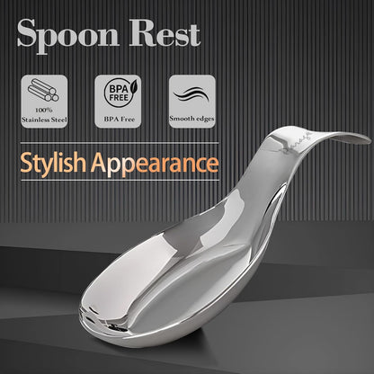 2 Pieces Stainless Steel Spoon Rest for Kitchen & Dining Table, Holder for Cooking and Serving Spoons (21.5 cm, Silver)