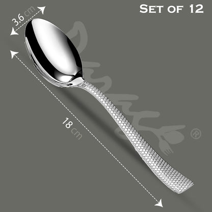 12 Pcs Stainless Steel Dinner Spoon Set with Mirror Finish for Home & Kitchen