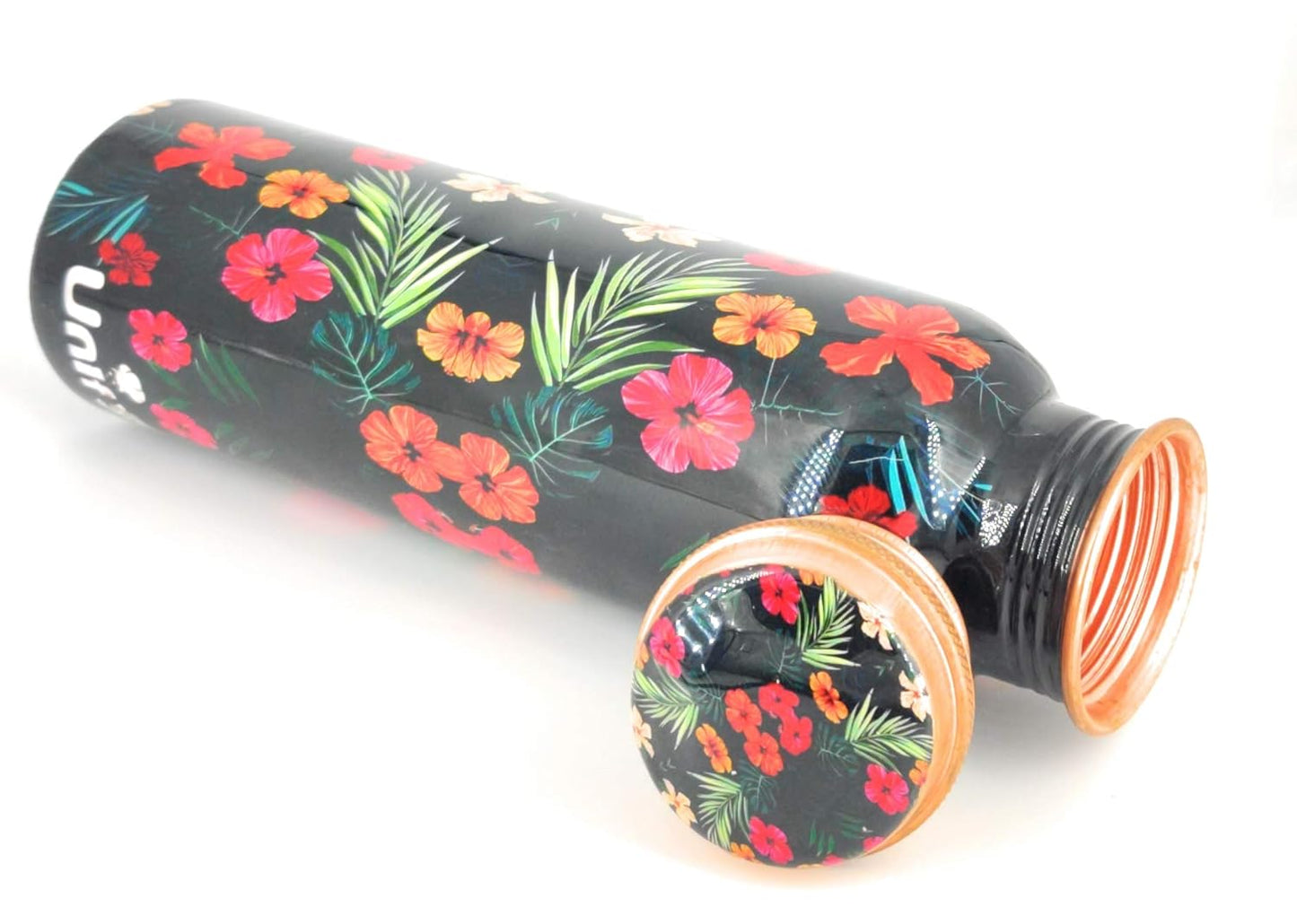 1 L Copper Water Bottle – Floral Modern Art Print, Leak-Proof, Multicolor