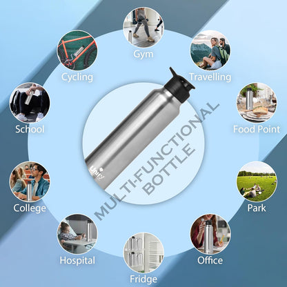 Stainless Steel Sipper Bottle | 1L Leak-Proof | Saturn Silver