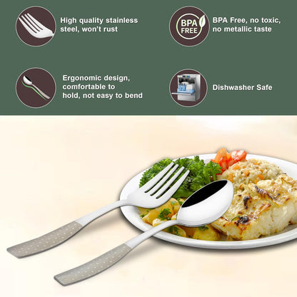 12 Pieces Stainless Steel Premium Cutlery Set – Dinner Spoons & Forks, Silver Dazzle