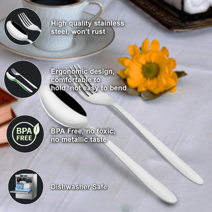 12 Pcs Stainless Steel Spoon & Fork Set for Tea, Coffee, Sugar & Condiments – 6 Spoons + 6 Forks, Dining Tableware, Silver, Sigma Design