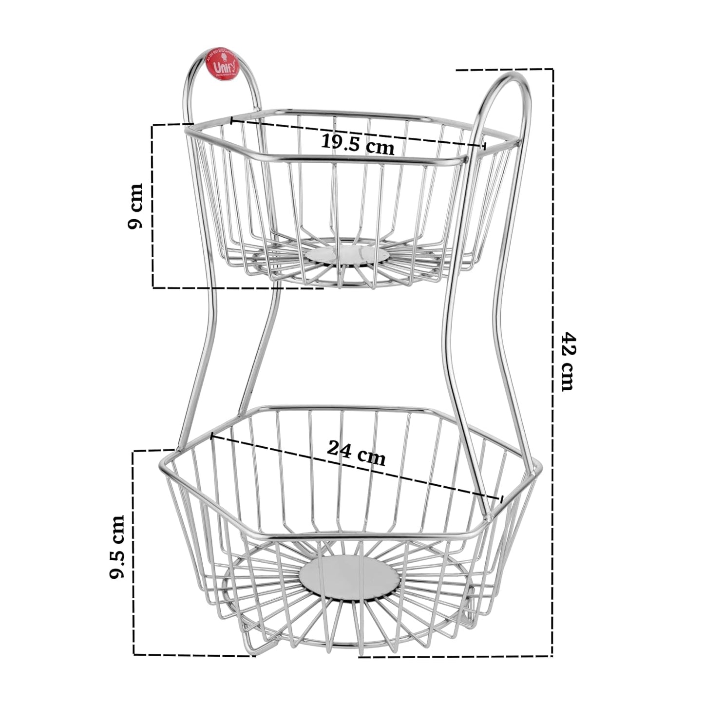 2-Tier Stainless Steel Fruit Basket – Hexagonal, Kitchen & Dining Table Stand