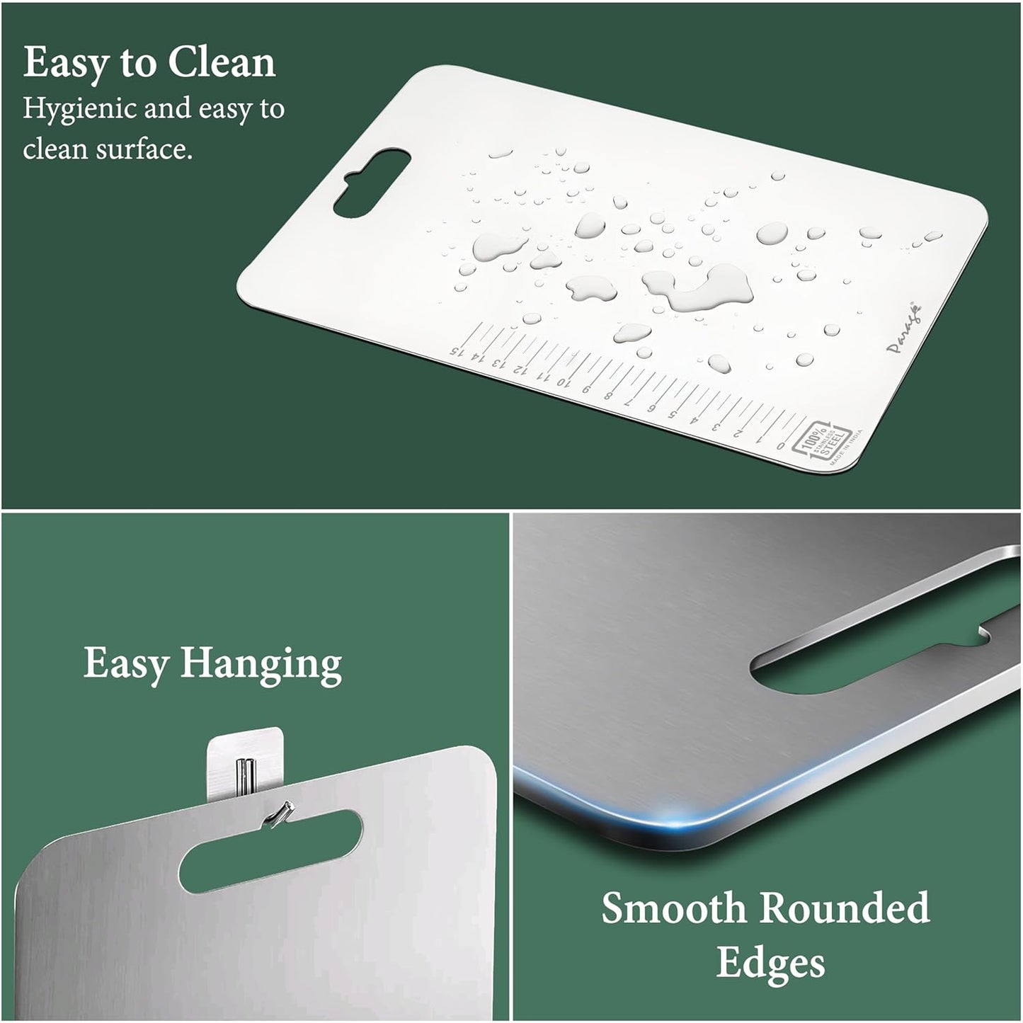 Premium Stainless Steel Chopping Board for Kitchen & Professional Use – Medium 31x21 cm, Ideal for Meat, Fish, Fruits, Bread & Vegetables, Heavy Duty & Rust-Free