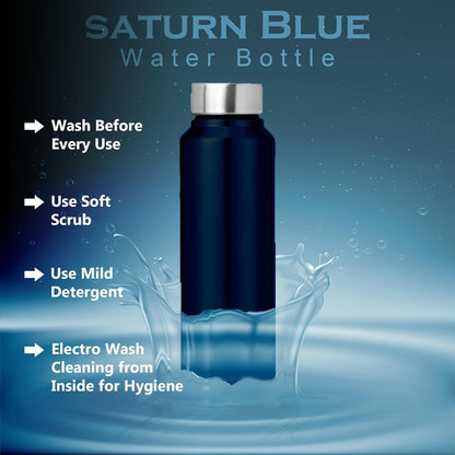 Stainless Steel Water Bottle 1 Litre | Leak-Proof Fridge Bottle for Home, Gym & Travel | Set of 3, 1000 ml, Blue
