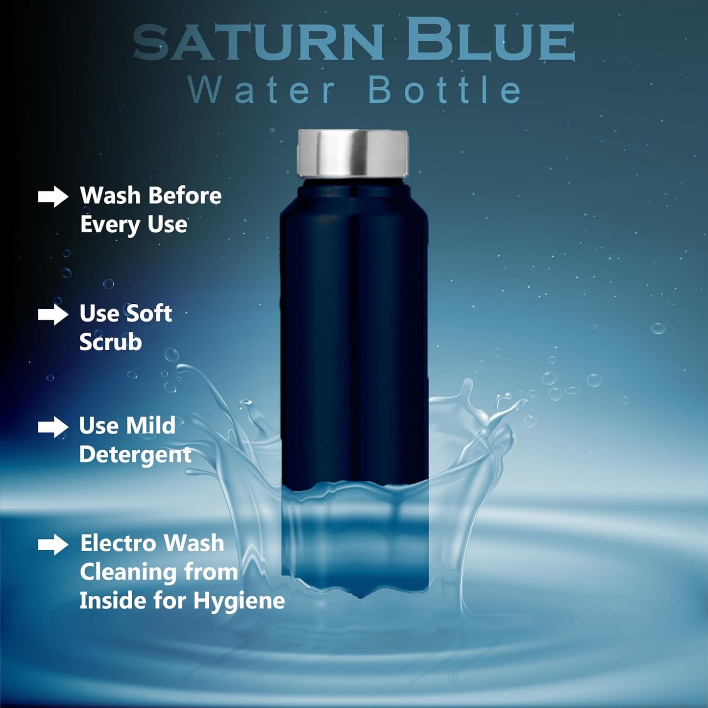 Stainless Steel Water Bottle 1 Litre | Leak-Proof Fridge Bottle for Home, Gym & Travel | 1000 ml, Blue