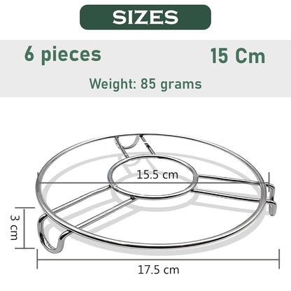 6-Piece Stainless Steel Trivet Set | Hot Pot Mat & Cooker Stand | Kitchen & Dining Use