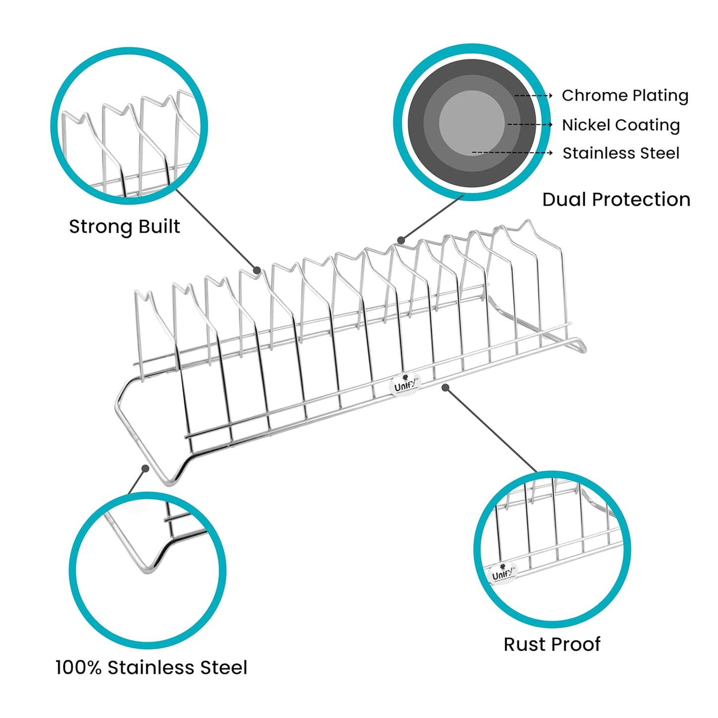 2 Pcs Stainless Steel Countertop Hanging Plate Rack | 12 Section Utensil Stand for Kitchen (Silver)