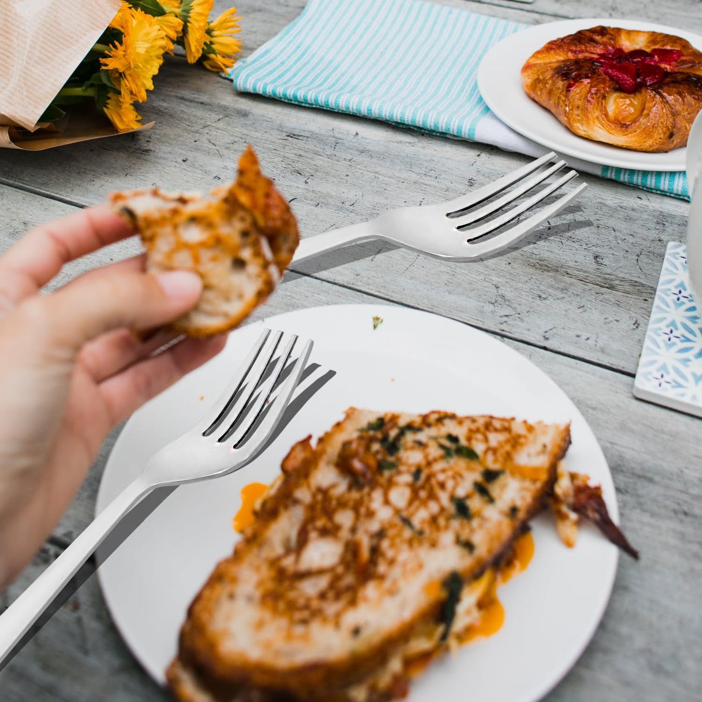 Stainless Steel Table Fork Set of 12 | 18.5 cm Dining Forks for Home & Kitchen | Sigma Design, Silver