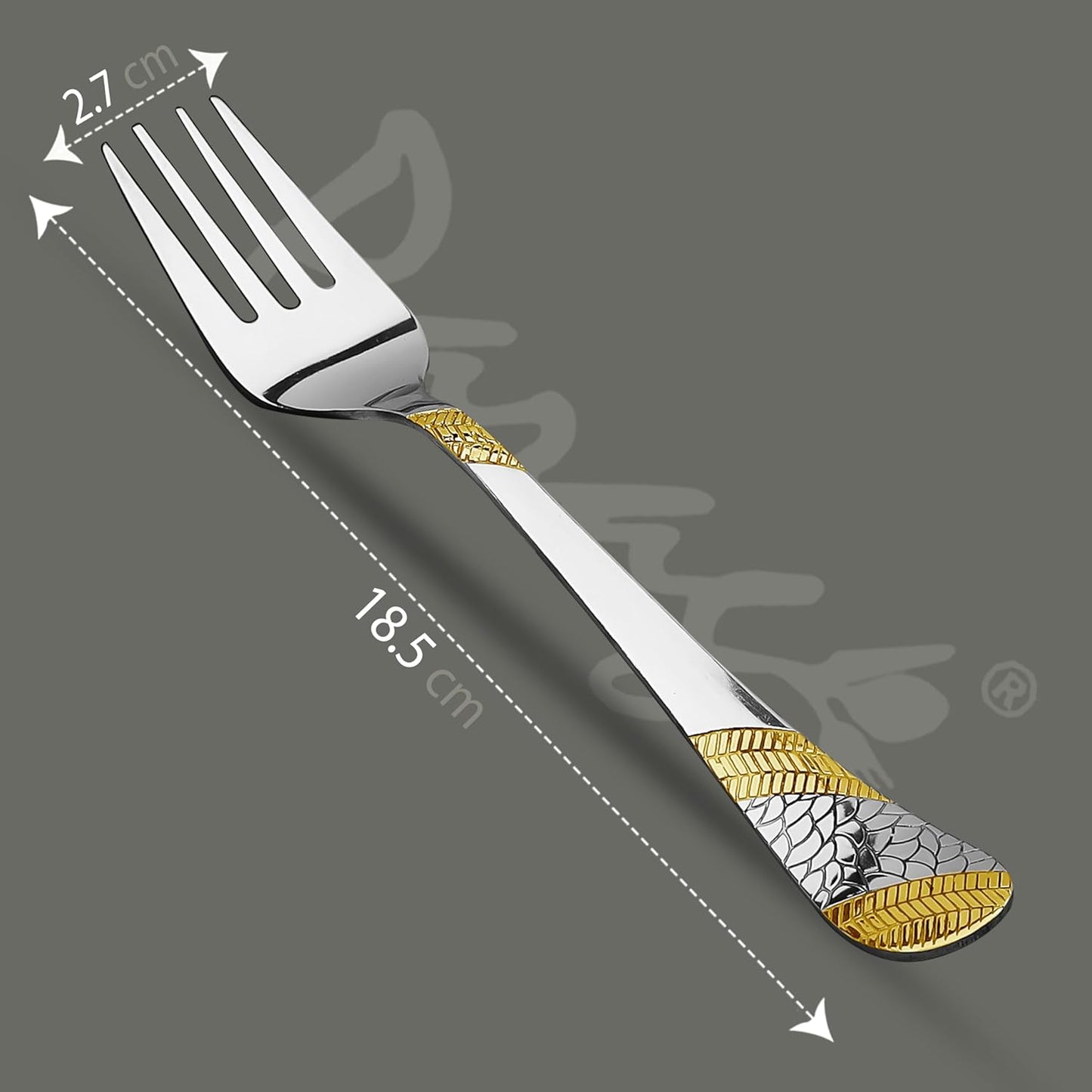 6 Pieces Stainless Steel 24K Gold Table Forks – 18.5 cm Premium Dining Cutlery
