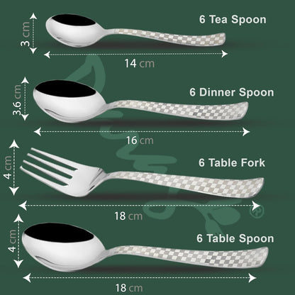 25 Pieces Regal Premium Stainless Steel Cutlery Set with Stand – Includes 6 Table Forks, 6 Table Spoons, 6 Dinner Spoons, 6 Tea Spoons, Stylish Spoon Set for Dining Table