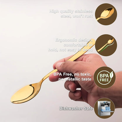 Stainless Steel Gold Tea Spoon Set of 6 | 13.5 cm Premium Small Spoons for Home & Kitchen | Golden 6IMPGOLDTS 3