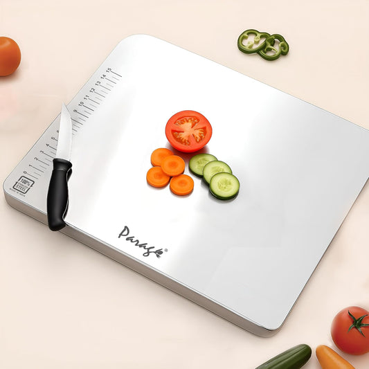 Stainless Steel Countertop Chopping Board with Lip – L-Shape 41x31 cm for Meat, Fruits, Vegetables, Heavy Duty, Rust-Free, Kitchen & Professional Use