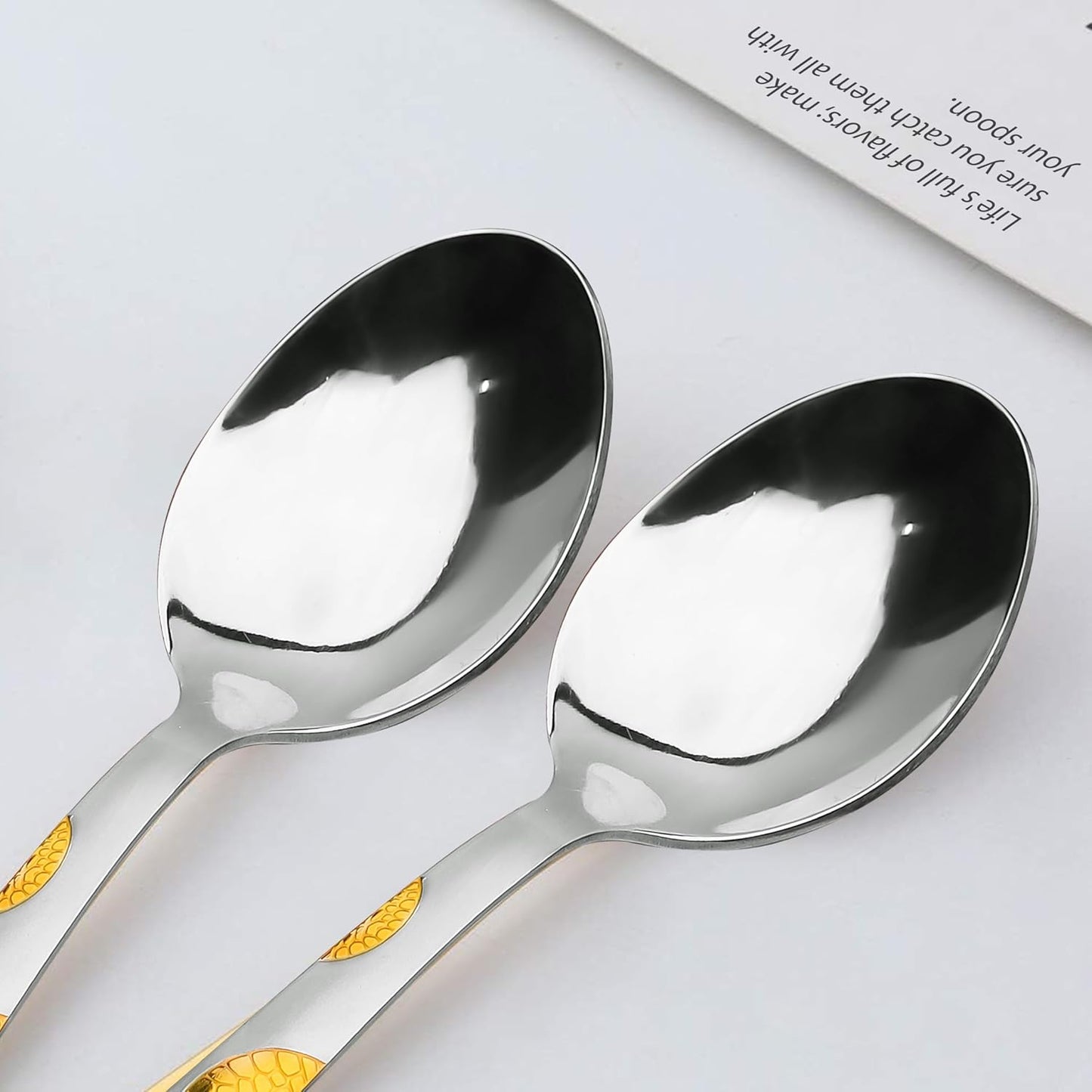 6 Pcs Stainless Steel 24K Gold Spoon Set – 15.5cm, Premium Dinner Spoons for Home & Kitchen, Luxury Tableware, Housewarming Gift, Moonpress Design