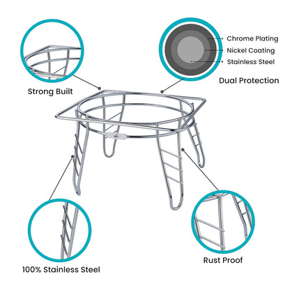 Stainless Steel Matka Stand | Heavy-Duty Pot Stand & Kitchen Organizer Chrome