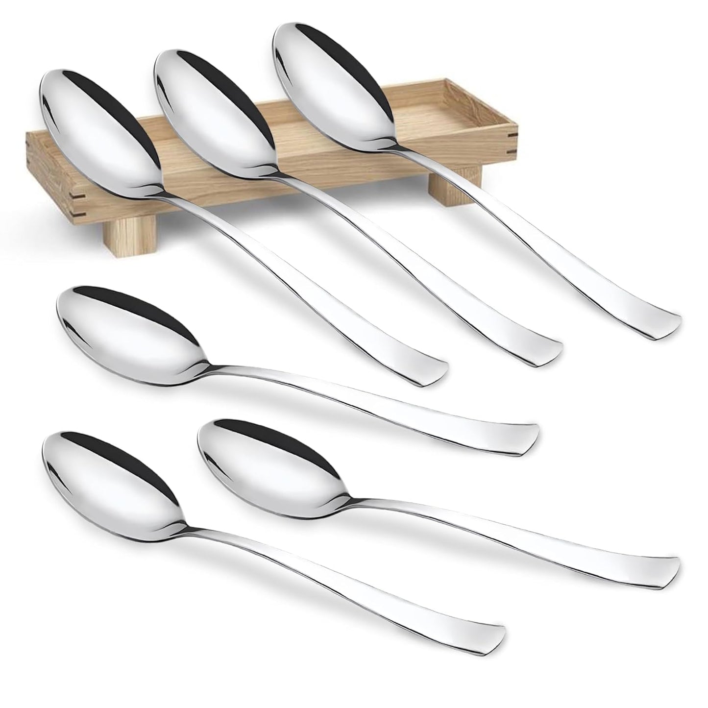 6-Piece Stainless Steel Table Spoon Set | Tea, Coffee & Dining Tableware, 18.5 cm, Silver