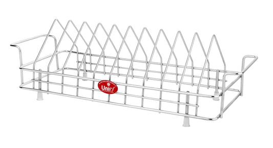 Stainless Steel Plate Rack – 10-Section Kitchen Utensil & Plate Stand, Silver
