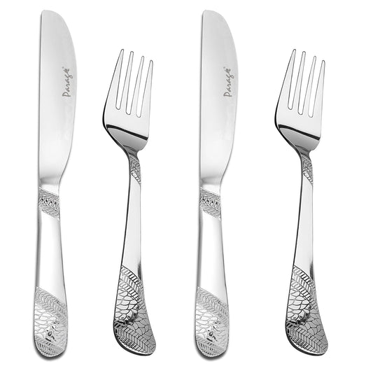 4pc Stainless Steel Knife Fork Set | 3mm Imperial | Silver